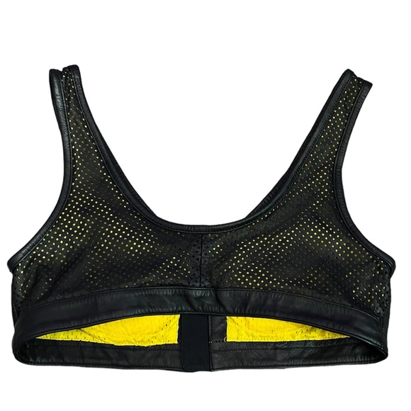 Harley Davidson genuine Leather Bra Crop Top Vest Bustier Tank 34/6 W Front Zip - Picture 2 of 4